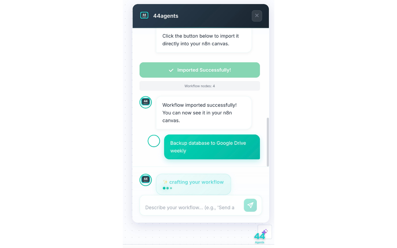 44agents - AI n8n Workflow Generator - 截图 2