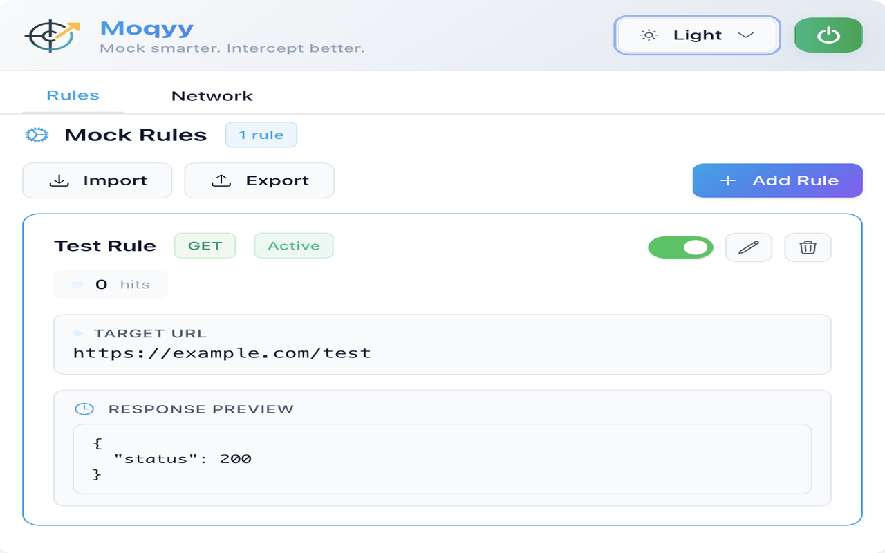 Moqyy — API Mocking & Fetch/XHR Interceptor - 截图 1