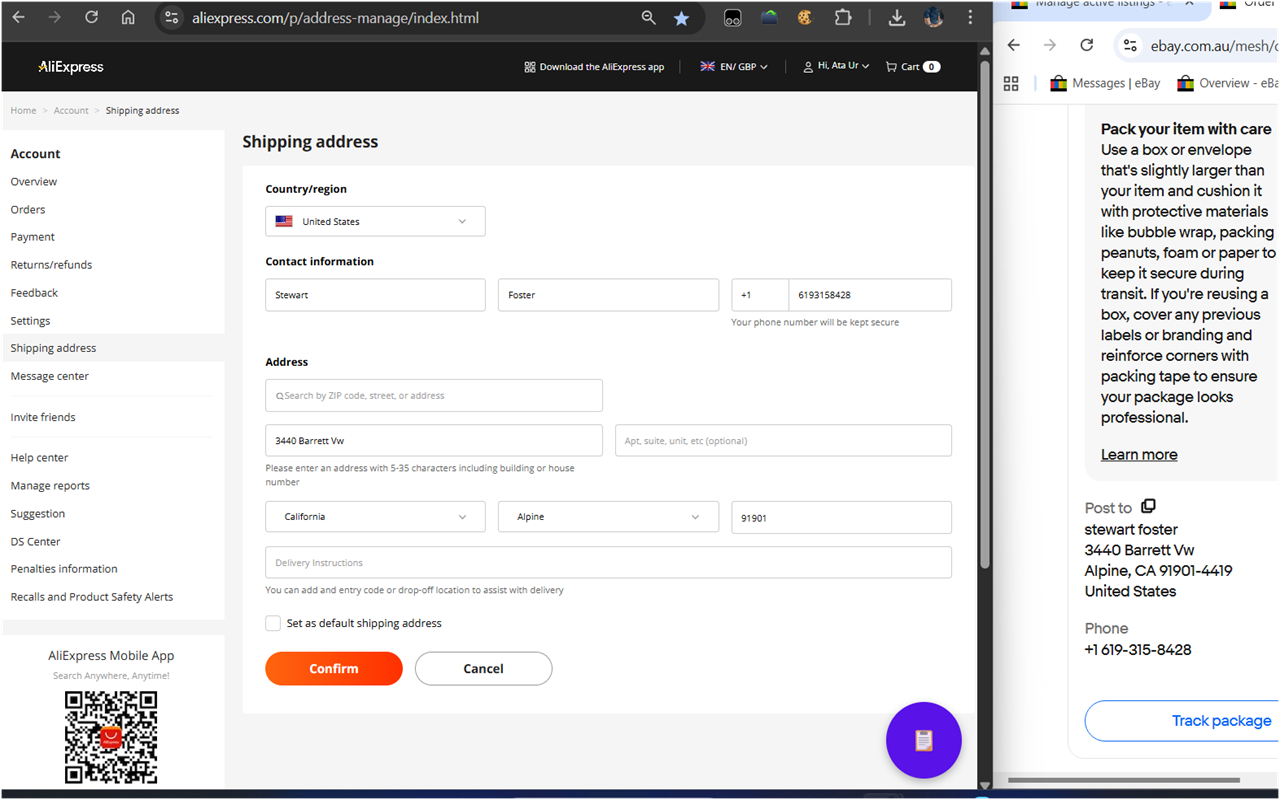 Ebay To AliExpress Autofill address - 截图 3