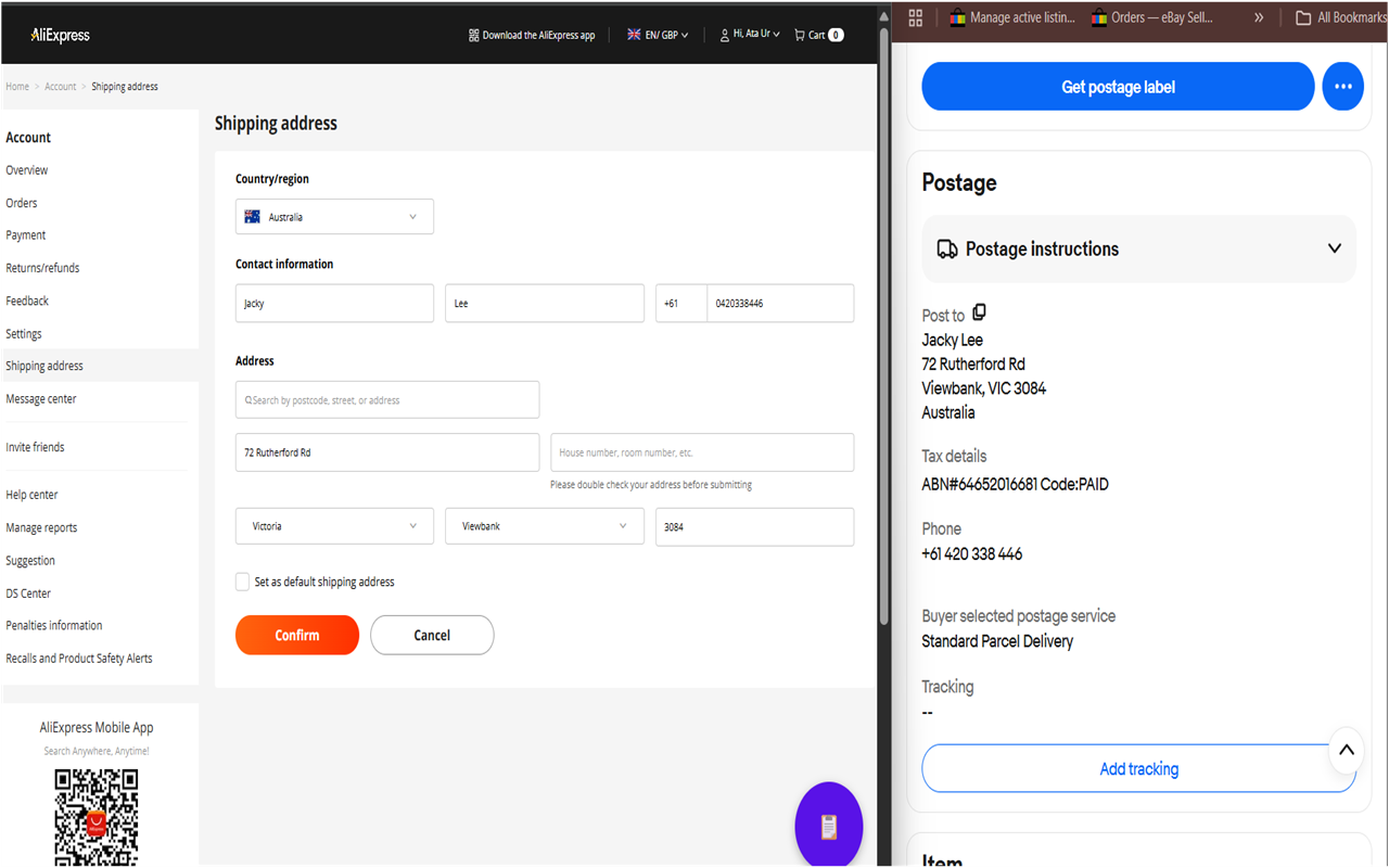 Ebay To AliExpress Autofill address - 截图 5