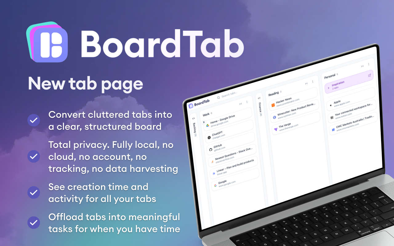 BoardTab – Visual Kanban Tab Manager with Tab Analytics - 截图 1