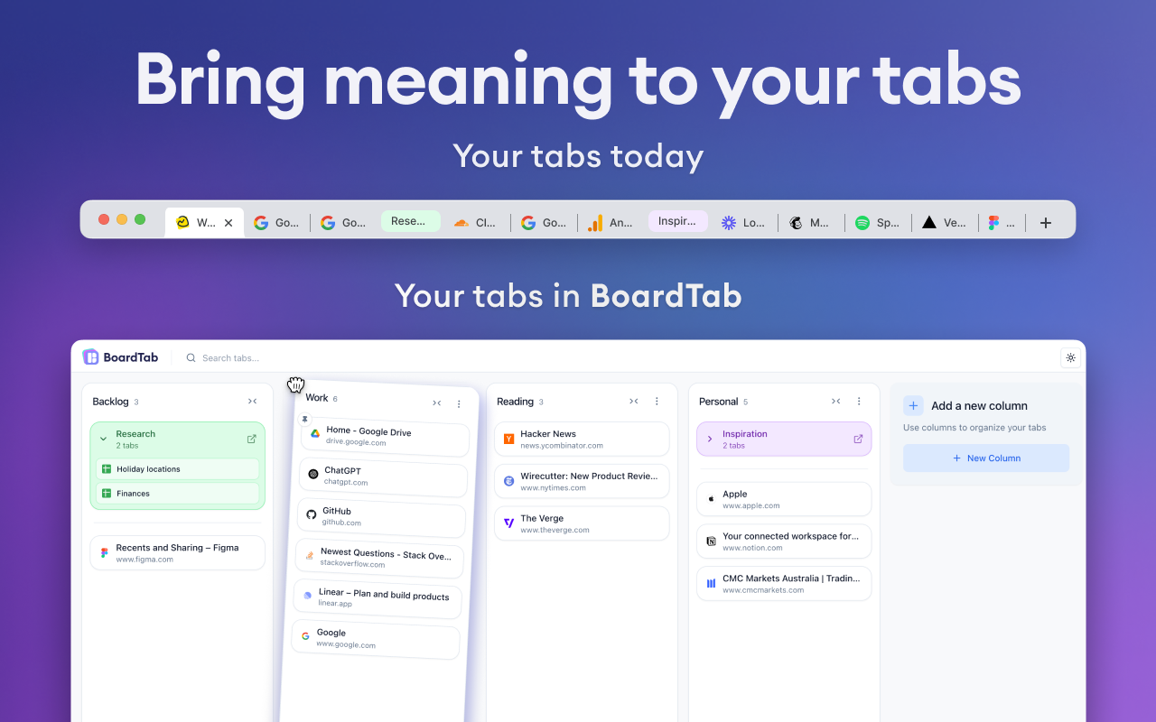 BoardTab – Visual Kanban Tab Manager with Tab Analytics - 截图 3