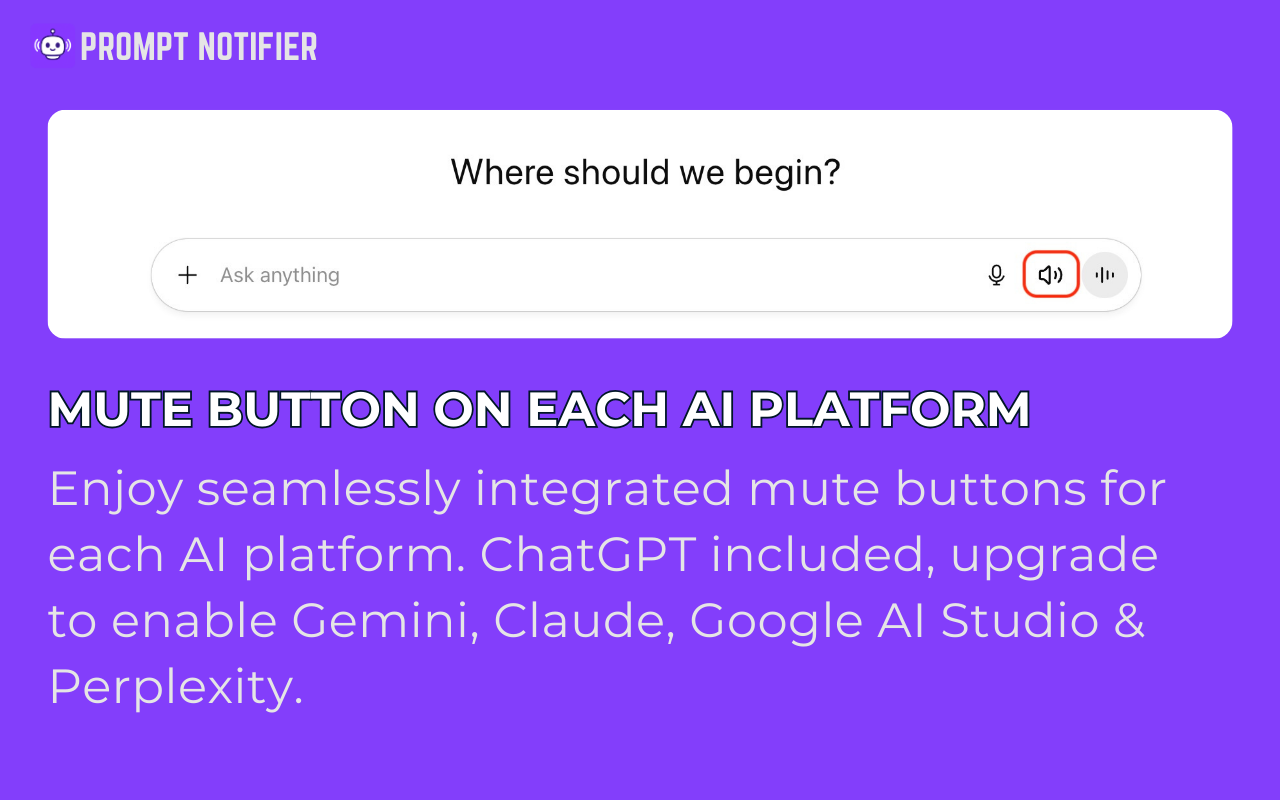 Prompt Notifier: Sound Alerts for ChatGPT, Gemini, Claude, AI Studio & More - 截图 1