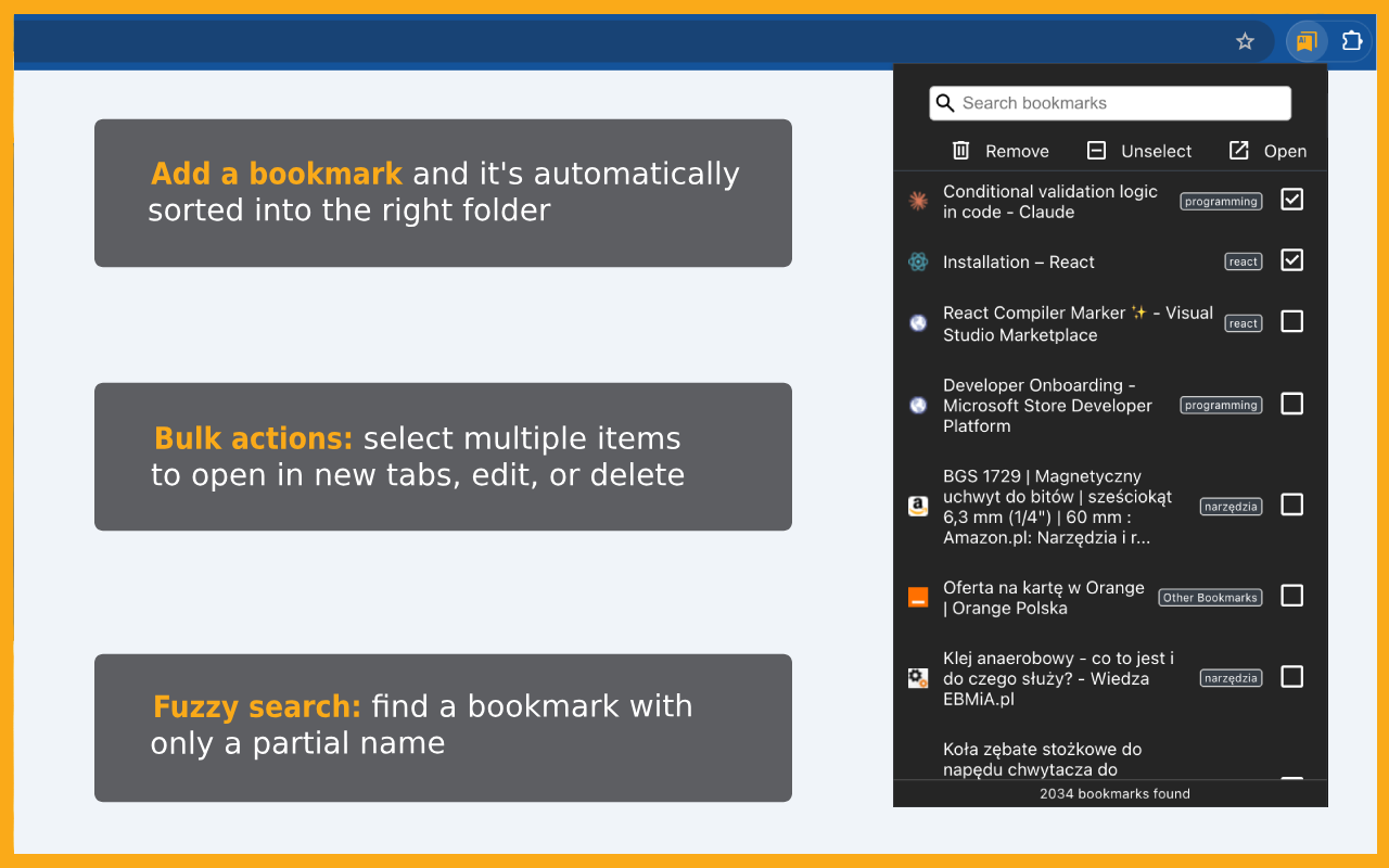 Neat AI Bookmark Manager: Auto Sort & Organize - 截图 1