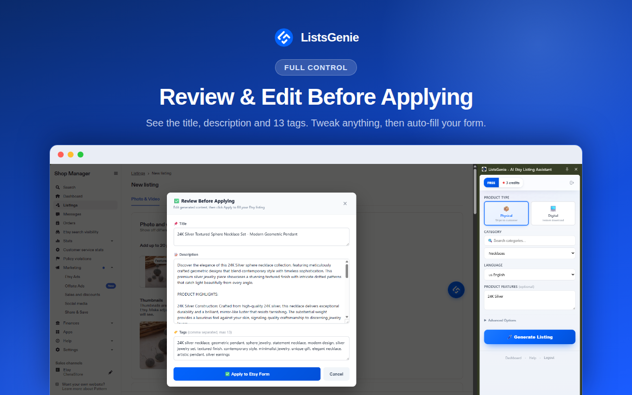 ListsGenie - AI Etsy Listing Assistant - 截图 5