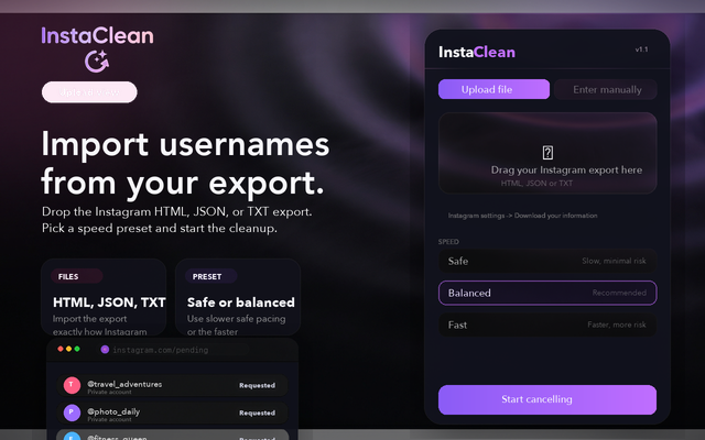 InstaClean — Instagram Follow Request Cleaner - 截图 1