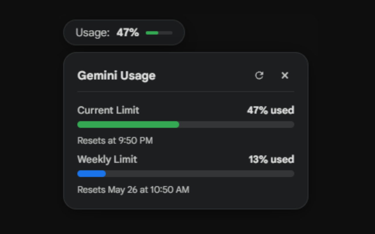 Gemini Usage Bar - 截图 2