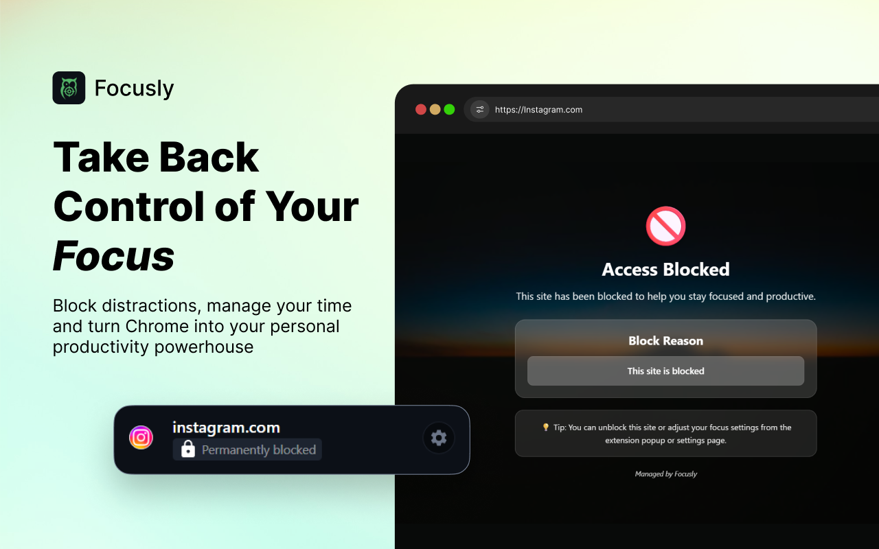 Focusly – Block YouTube Creators, Shorts & Distracting Websites - 截图 2