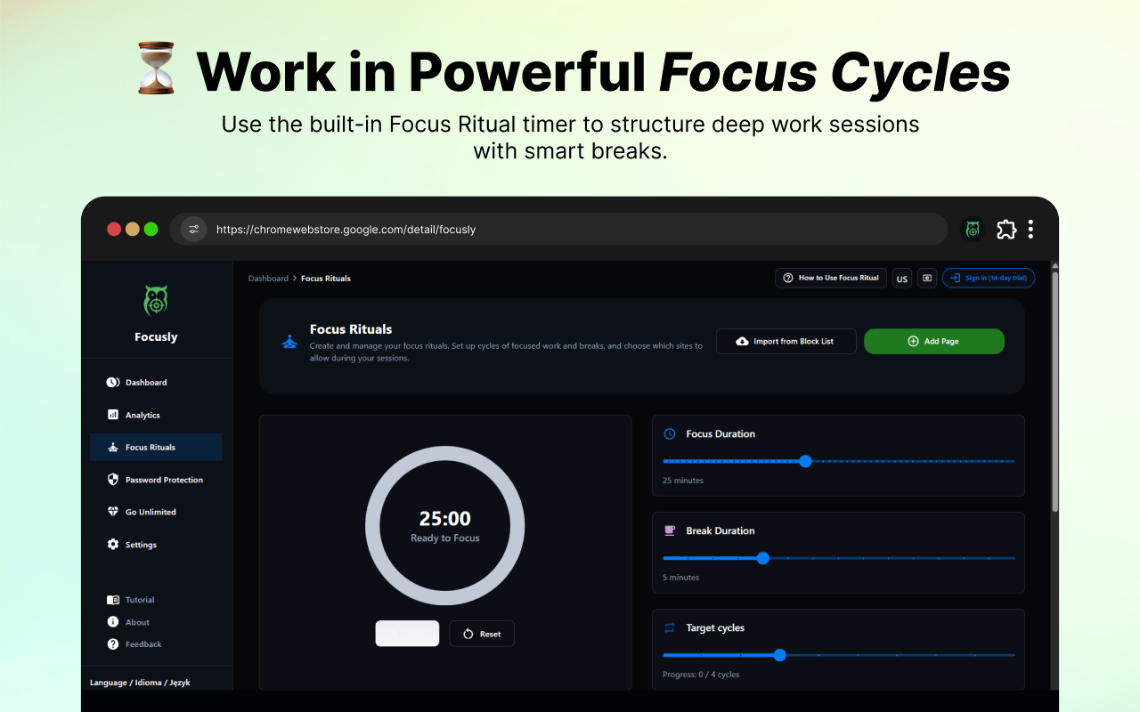 Focusly – Block YouTube Creators, Shorts & Distracting Websites - 截图 4