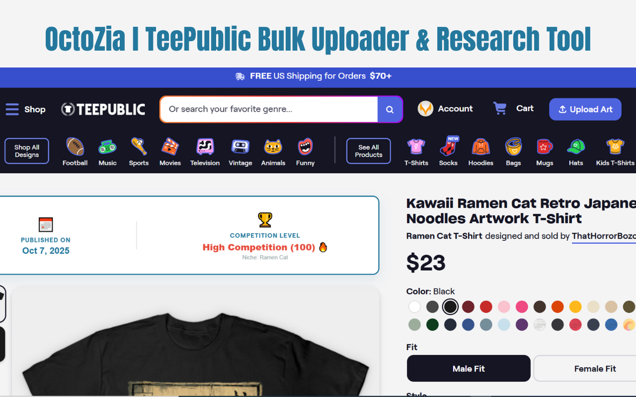 OctoZia | TeePublic Bulk Uploader & Research Tool - 截图 4