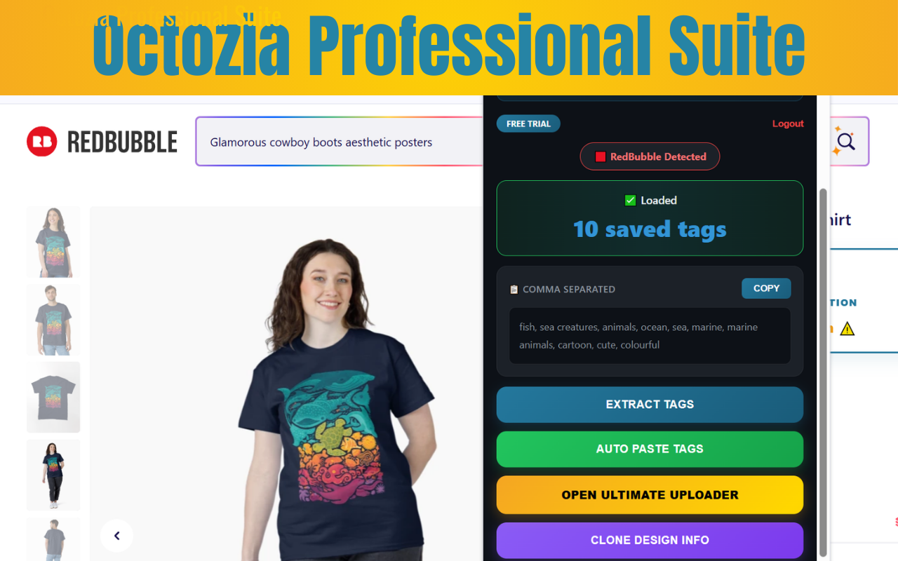 Octozia Professional Suite For TeePublic & RedBubble Bulk uploader - 截图 4
