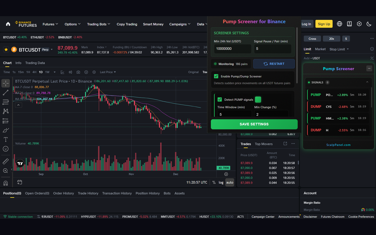 Pump Screener for Binance Futures - 截图 3