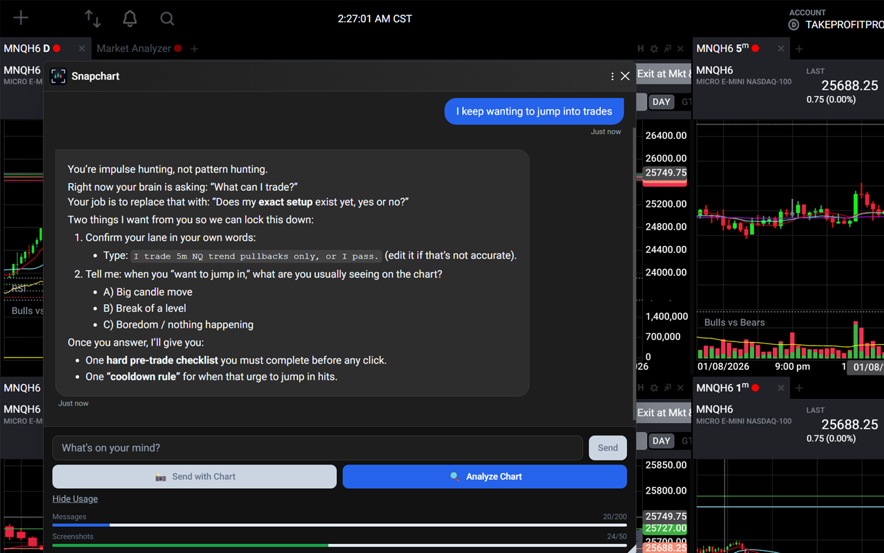 Snapchart - Trading Psychology AI Coach - 截图 1
