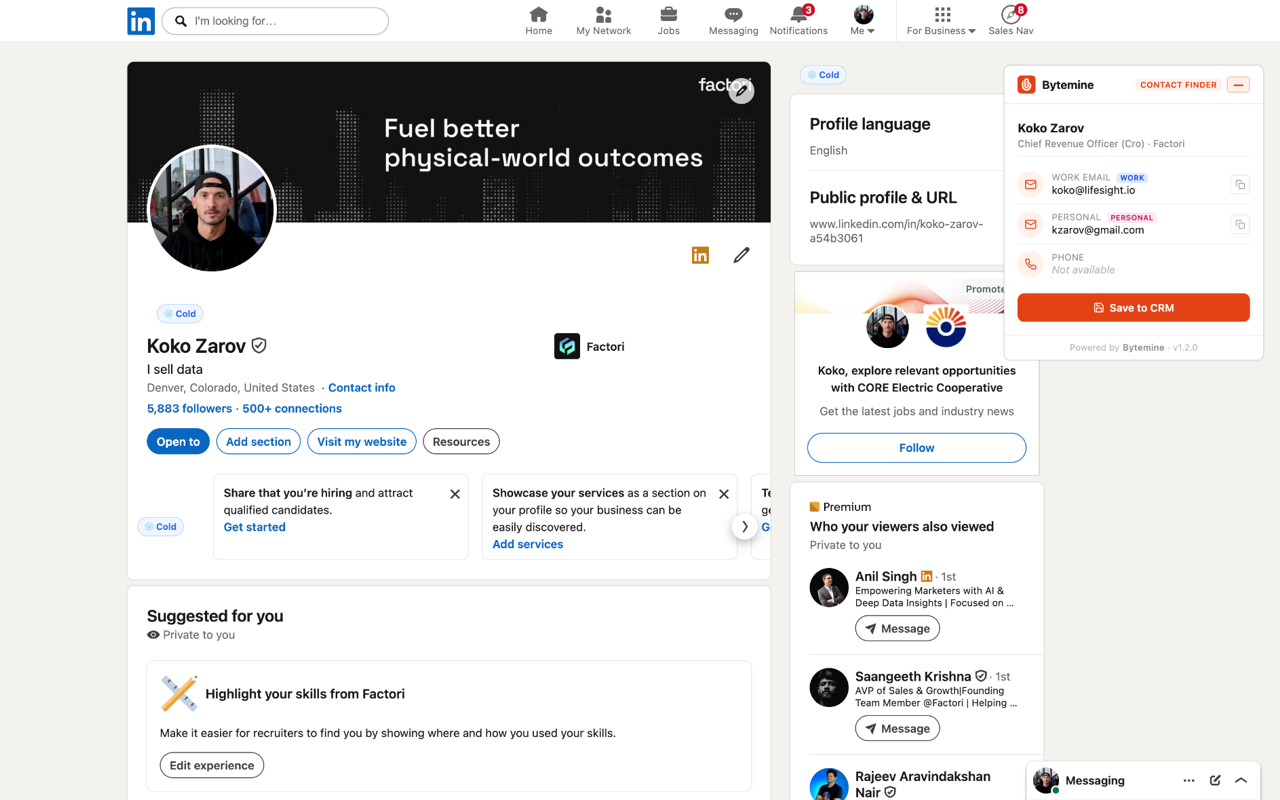 Bytemine – LinkedIn Contact Finder & Lead Intel - 截图 1