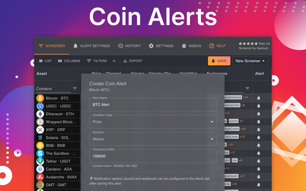 Crypto Alerts & Screener - Price, Volume & Volatility Monitor - 截图 3