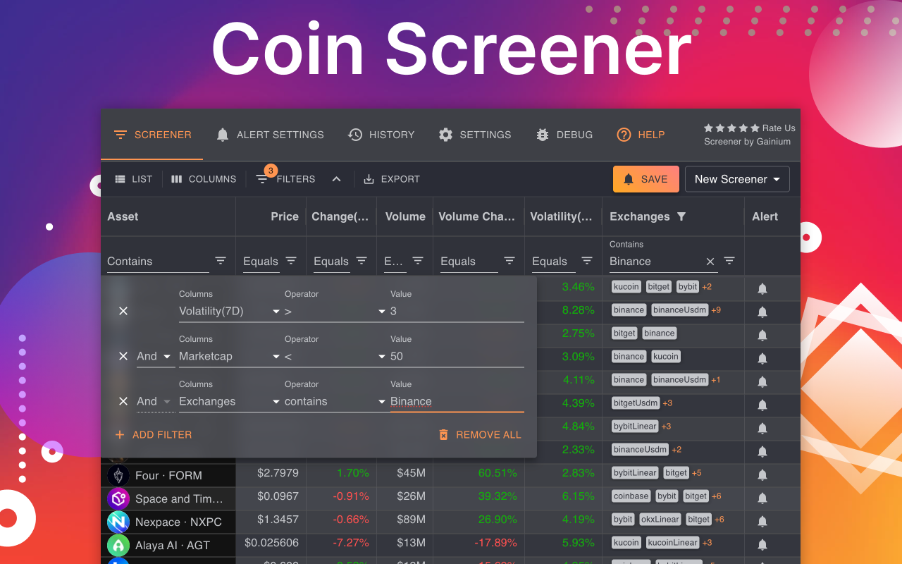 Crypto Alerts & Screener - Price, Volume & Volatility Monitor - 截图 5