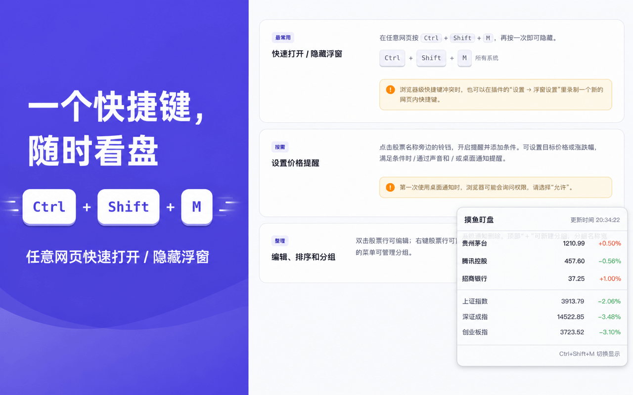 摸鱼盯盘 - A股实时行情提醒助手 - 截图 2