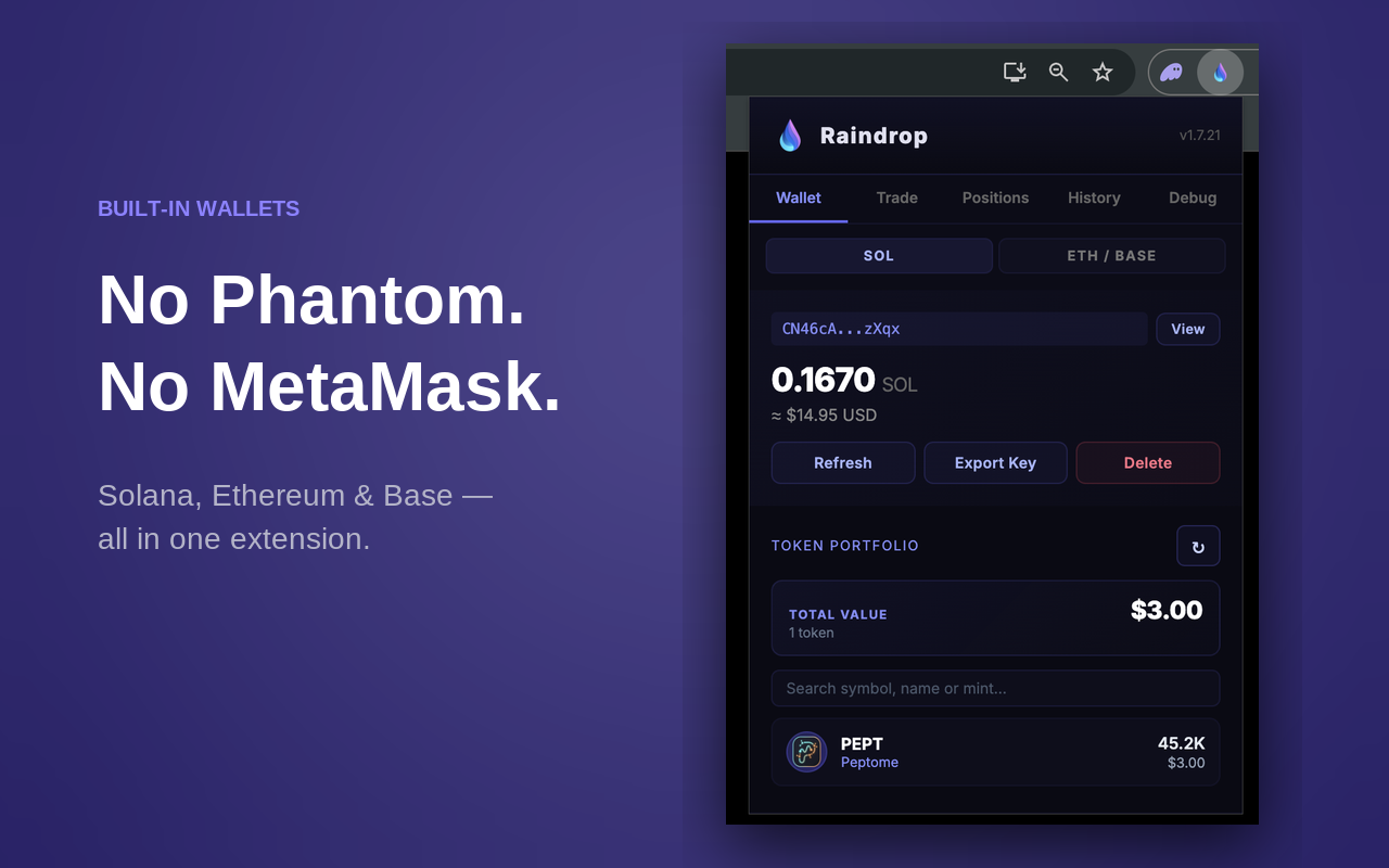 Raindrop — Self-custodial X Trading Overlay - 截图 2
