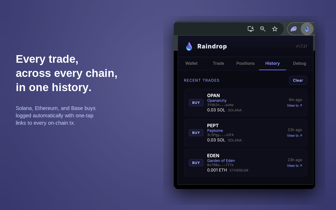 Raindrop — Self-custodial X Trading Overlay - 截图 3