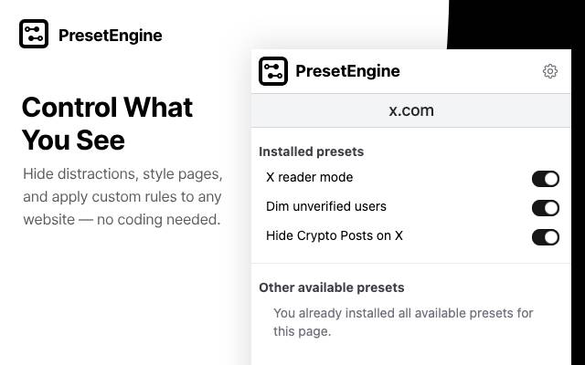 PresetEngine - Block Pop-ups & Customize Sites - 截图 4