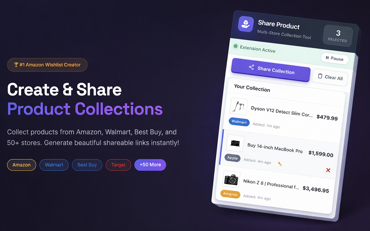 Share Product - Amazon Wishlist Creator & Multi-Store Collection Tool - 截图 5