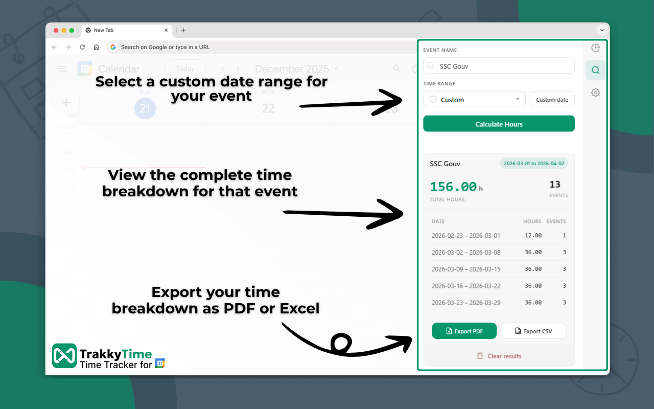 TrakkyTime: Time Tracker for Google Calendar - 截图 3