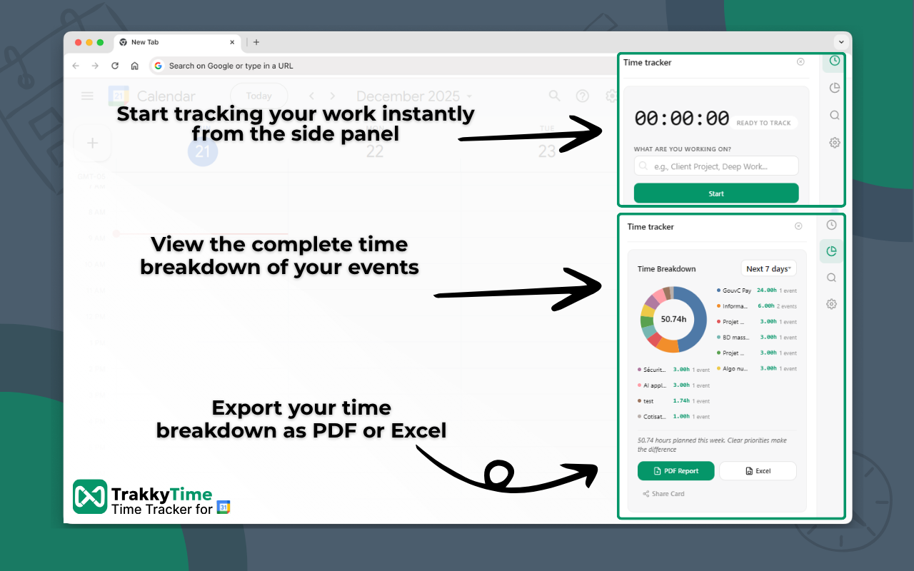 TrakkyTime: Time Tracker for Google Calendar - 截图 4