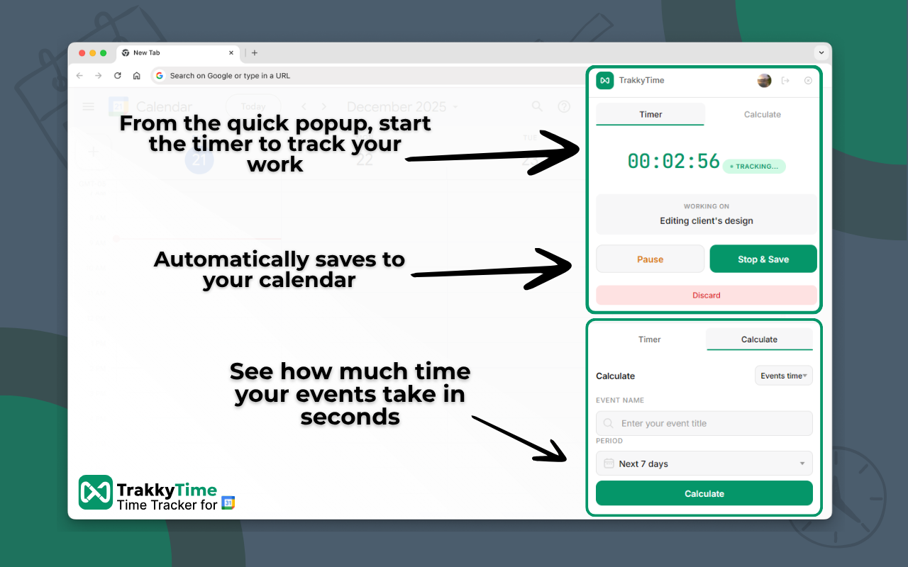 TrakkyTime: Time Tracker for Google Calendar - 截图 5