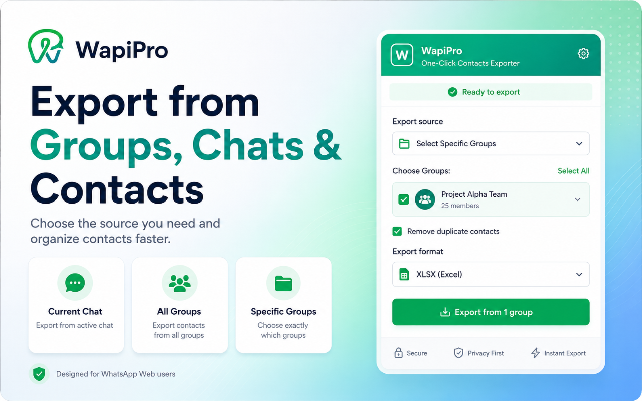 WapiPro — Export WhatsApp Contacts to Excel - 截图 2