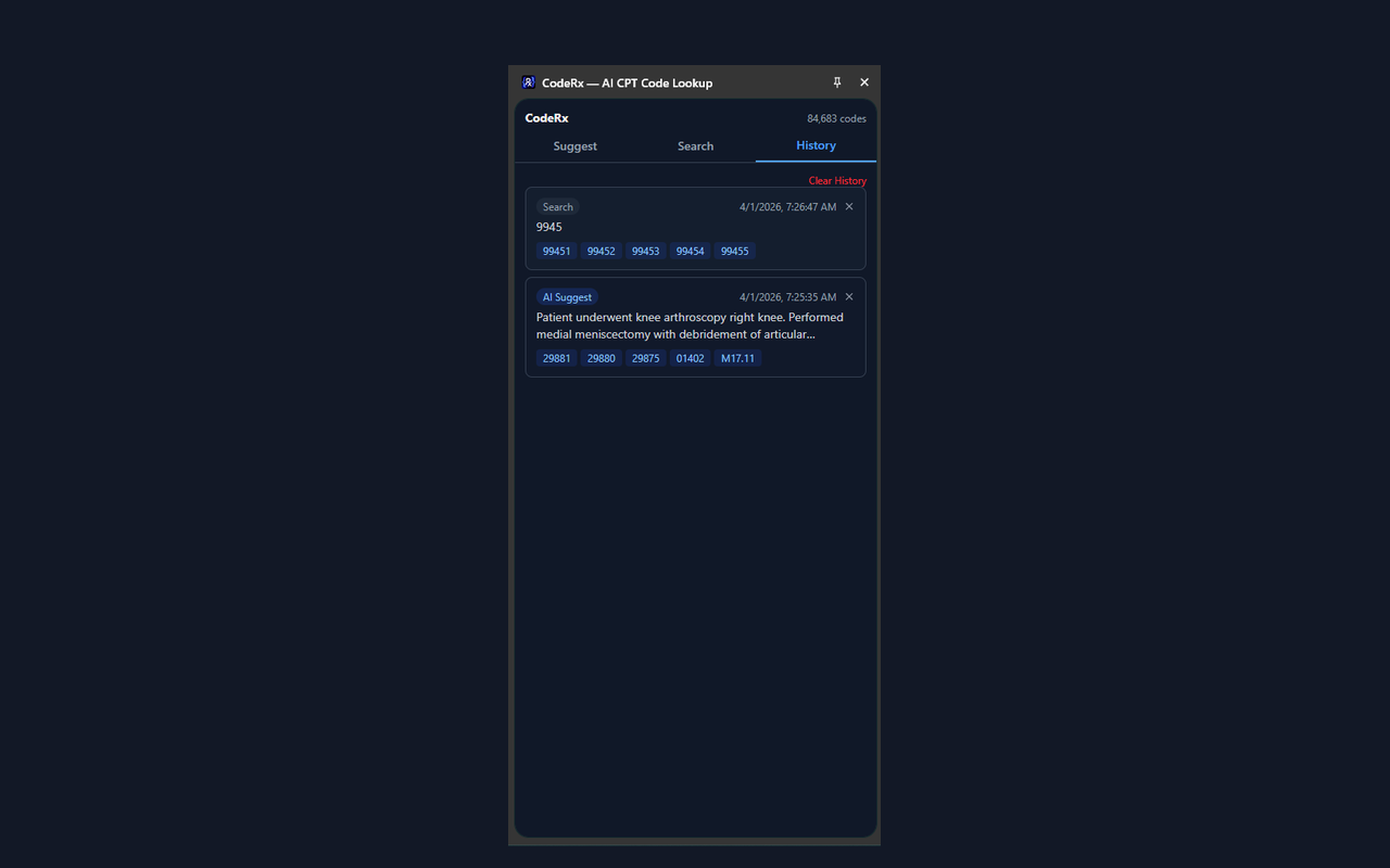 CodeRx — AI CPT Code Lookup - 截图 2