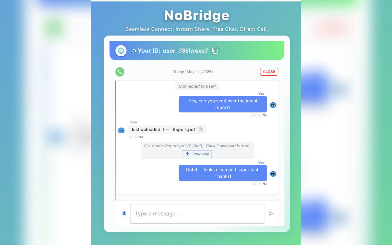 NoBridge – Private Chat, Calls & Screen Sharing - 截图 2