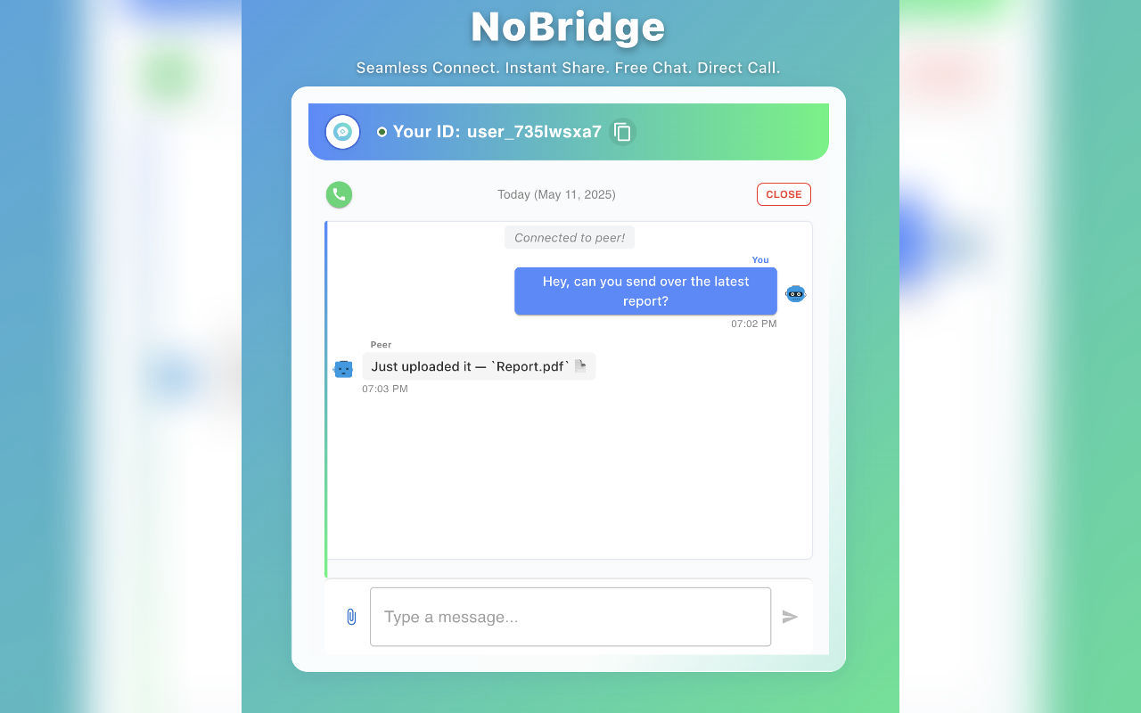 NoBridge – Private Chat, Calls & Screen Sharing - 截图 5