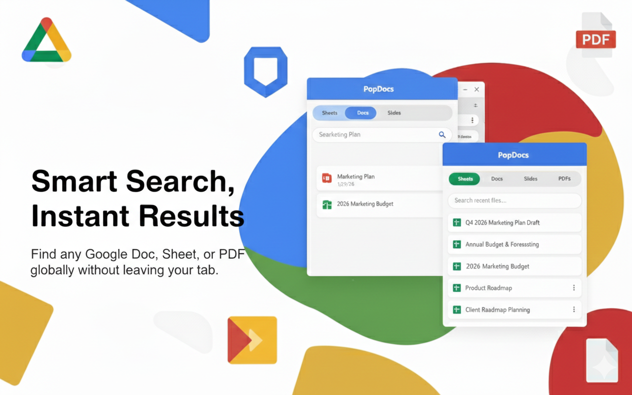 PopDocs: Quick Google Drive File Launcher & Recent Docs - 截图 1