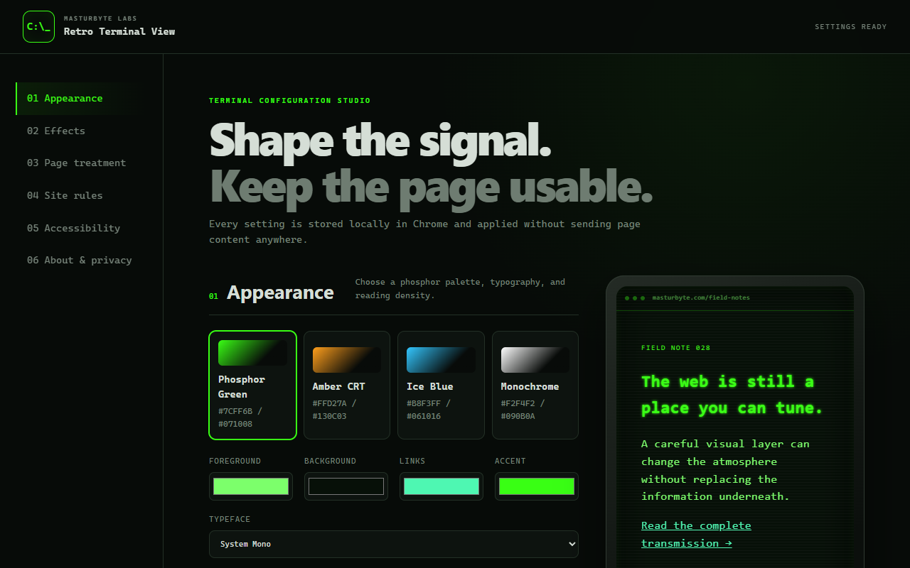 Retro Terminal View — CRT Themes for the Web - 截图 2