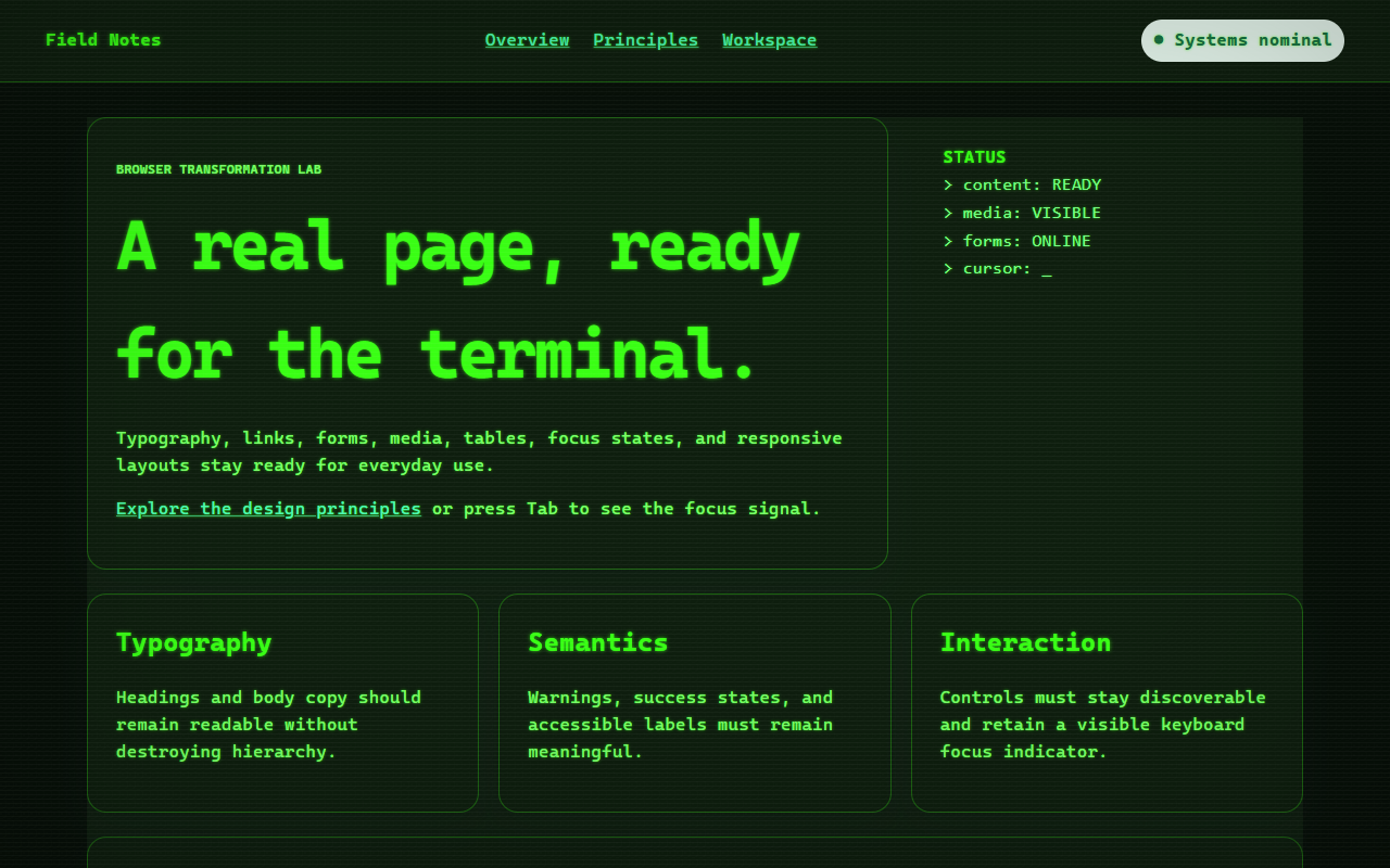 Retro Terminal View — CRT Themes for the Web - 截图 3