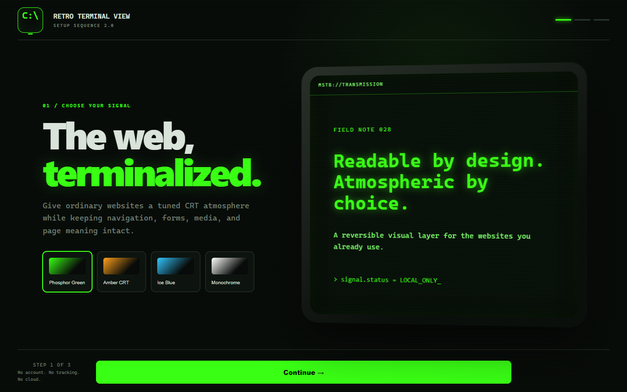 Retro Terminal View — CRT Themes for the Web - 截图 4