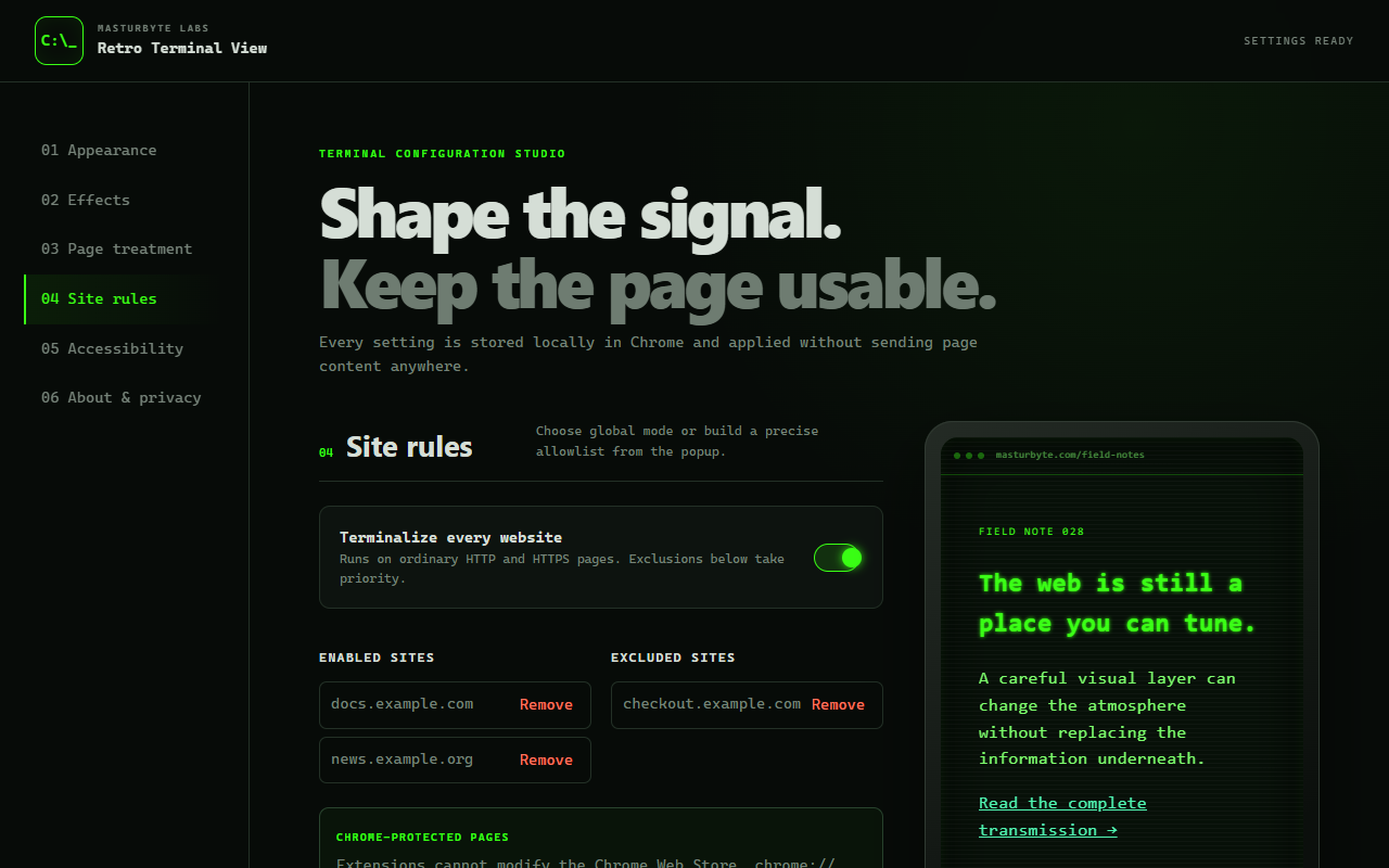 Retro Terminal View — CRT Themes for the Web - 截图 5