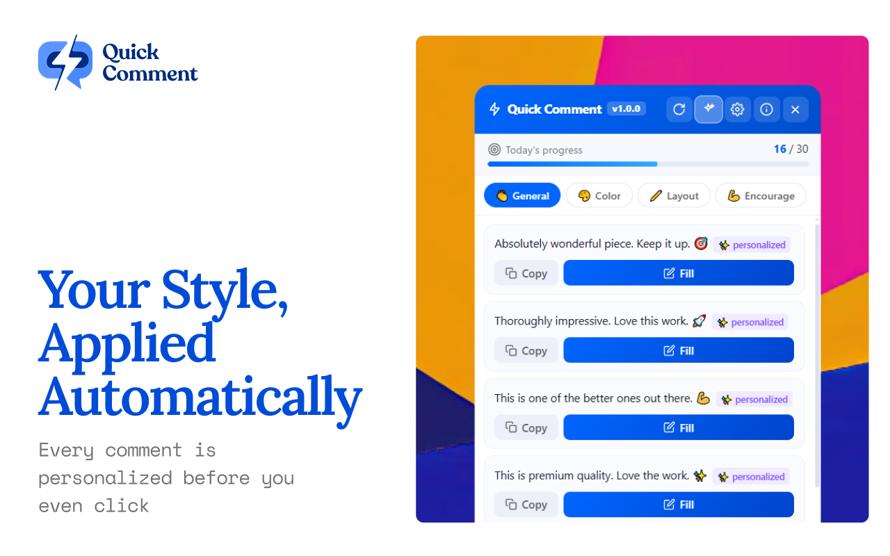 Quick Comment - Behance & Dribbble - 截图 1