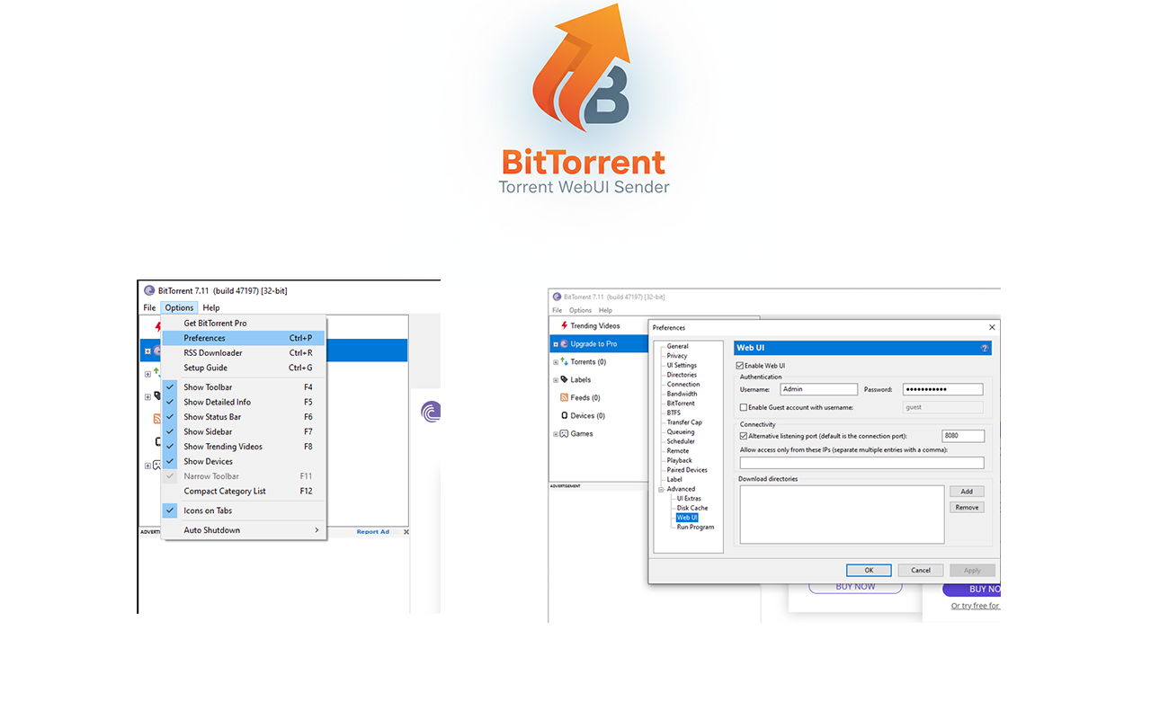 BitTorrent | Torrent WebUI Sender - 截图 2