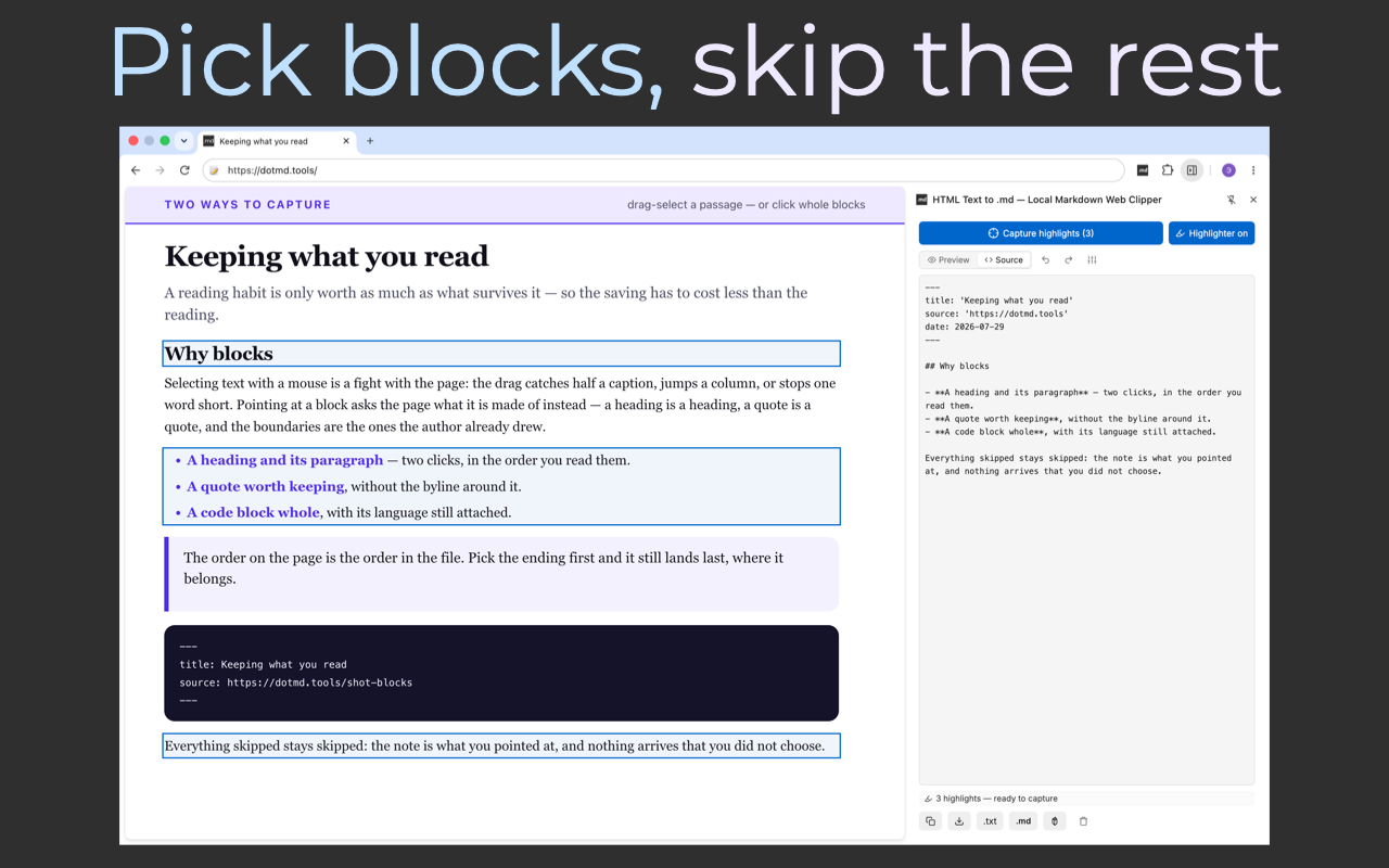 HTML Text to .md — 本地 Markdown Web Clipper - 截图 4