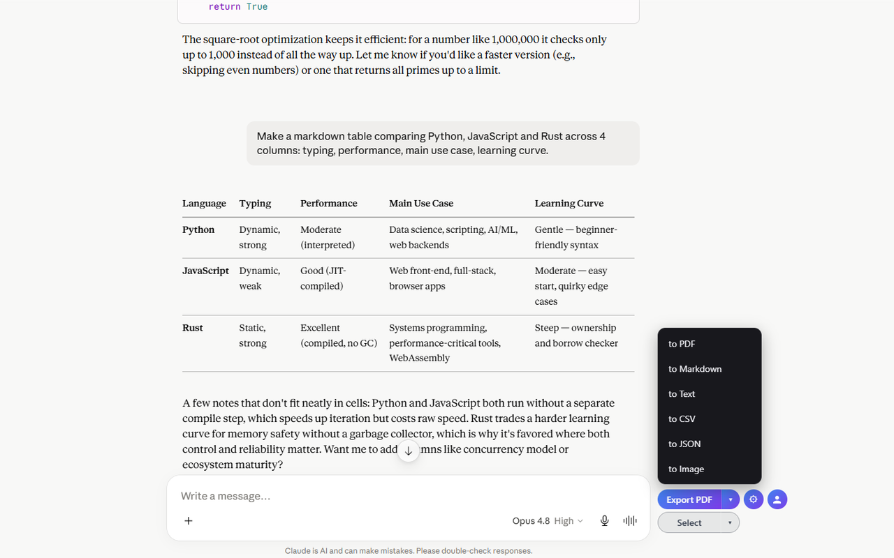Claude Chat Export — 导出为 PDF、MD 等格式 - 截图 2