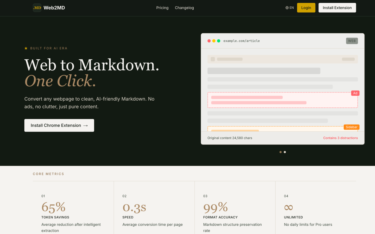 Web2MD - 网页转 Markdown,专为 AI 准备 - 截图 2