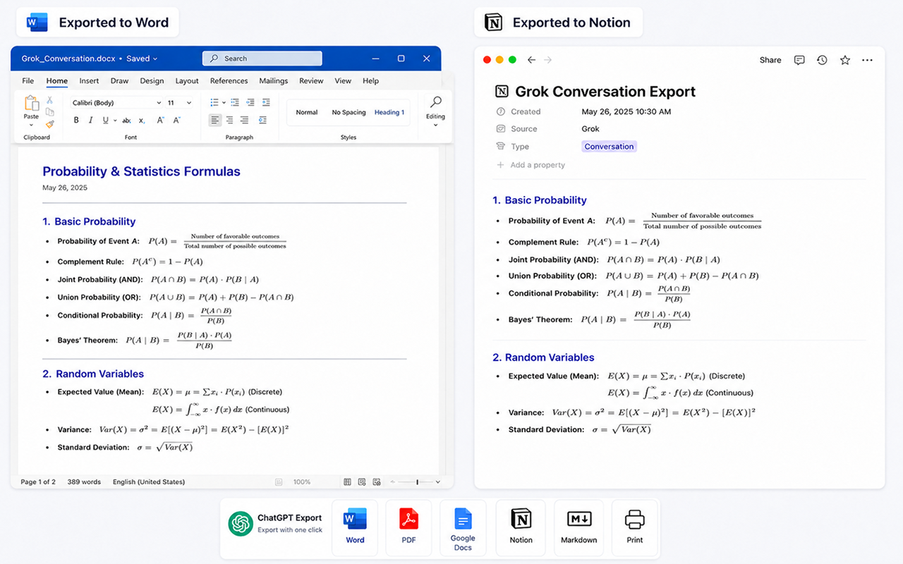 ChatGPT 导出 PDF、Word、Google Docs 和 Notion — Chat Exporter - 截图 4