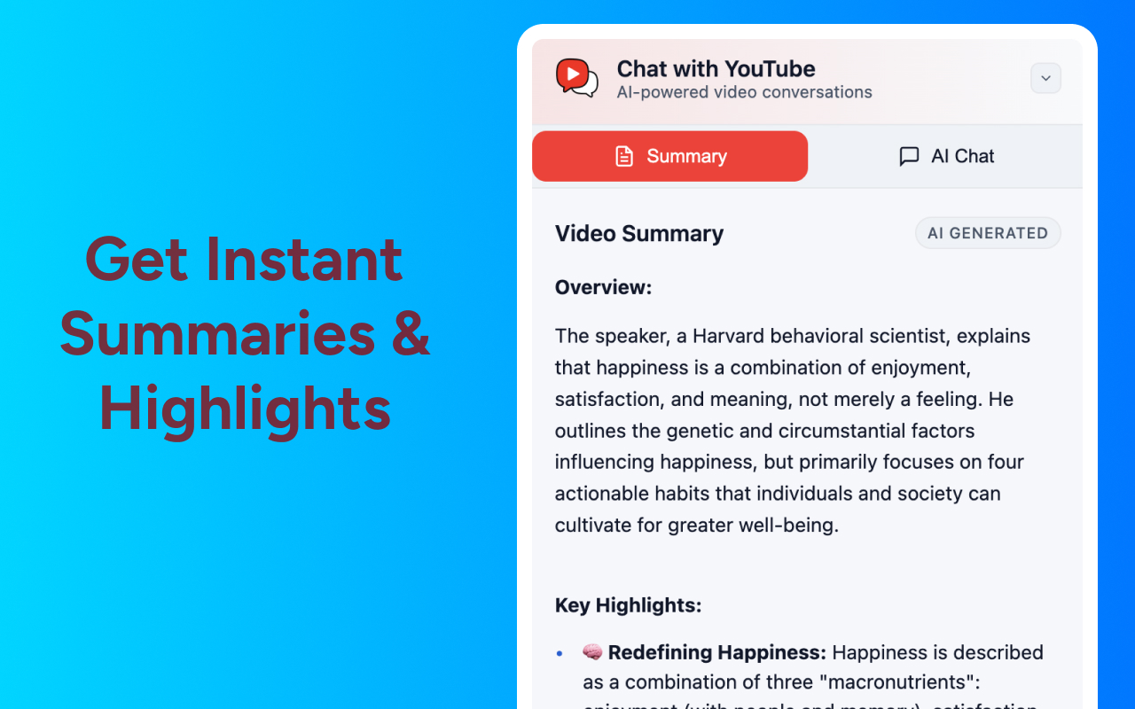 Ask YouTube Videos - AI Summarizer & Chat by TunePaw - 截图 2
