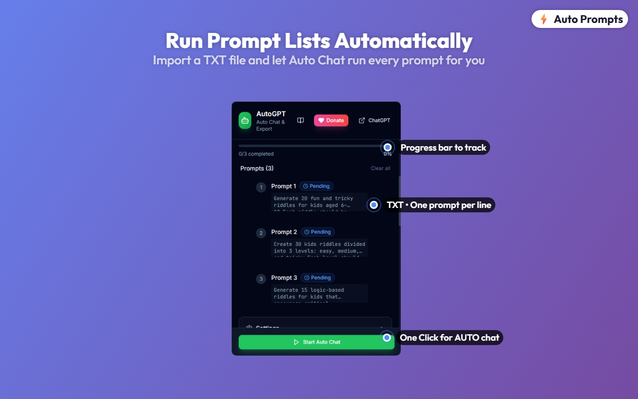 Auto Chat & PDF Export for ChatGPT - 截图 1