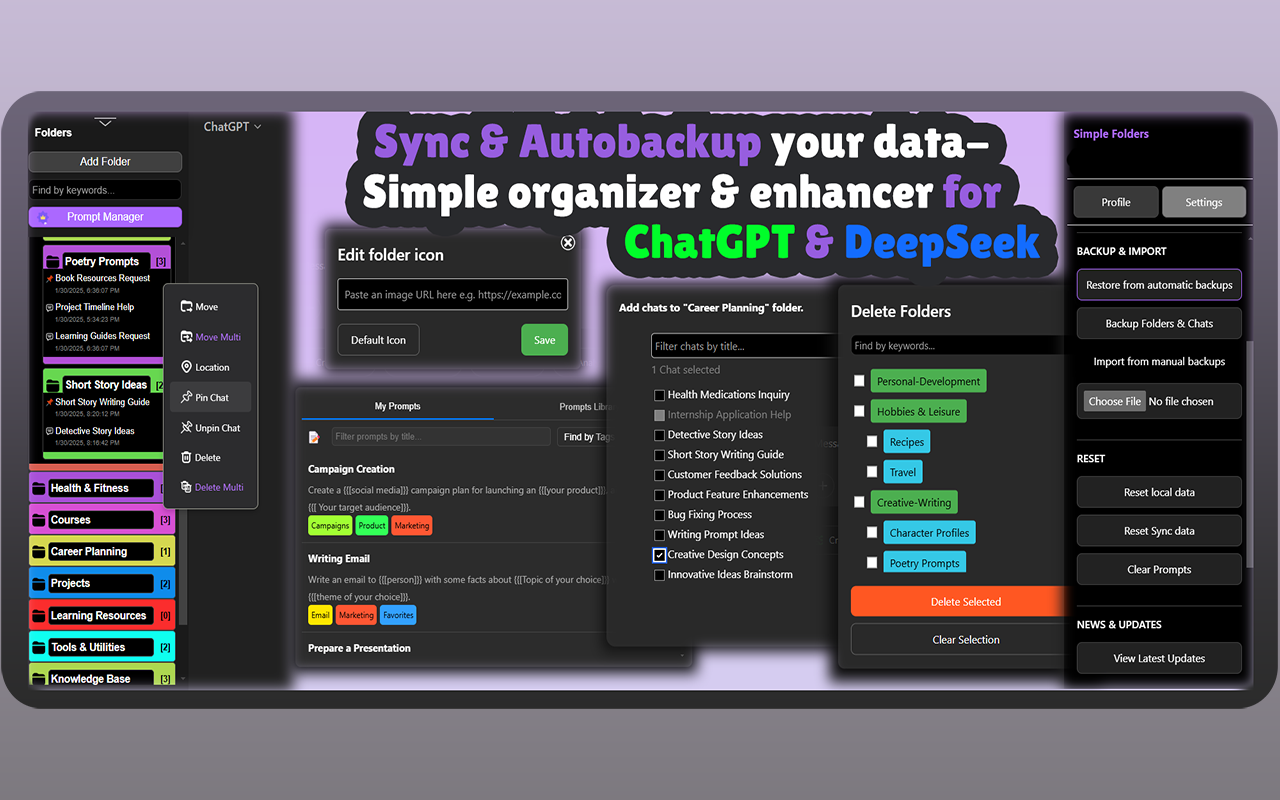 ChatGPT & DeepSeek Organizer: Simple Folders - 截图 3
