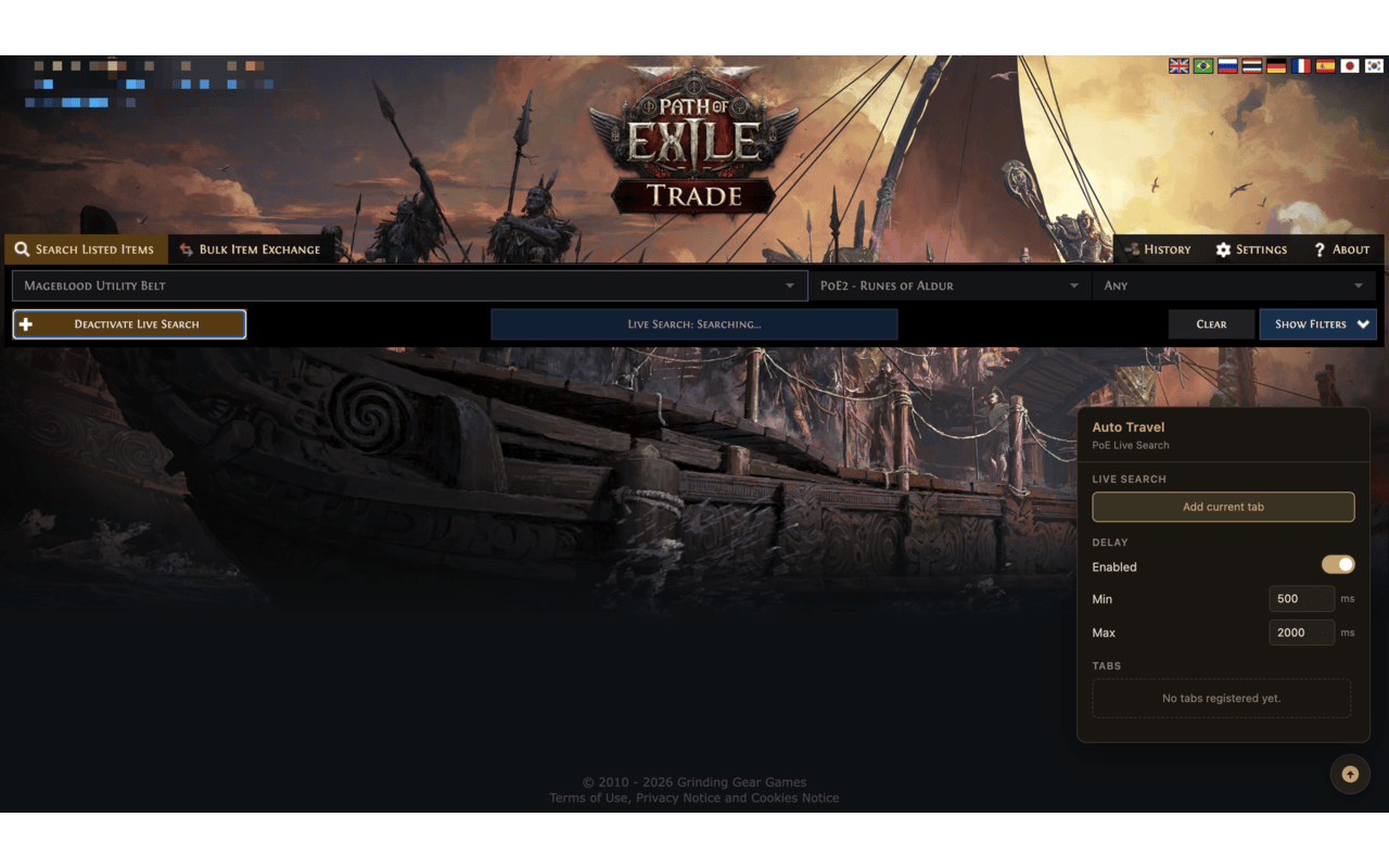 PoE Live Search Auto Travel - 截图 1