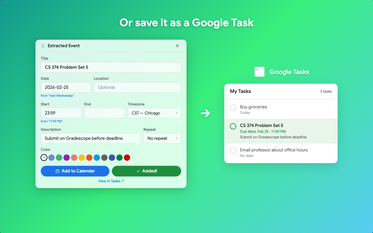 highlight2calendar: Text to Google Calendar & Tasks (AI) - 截图 5