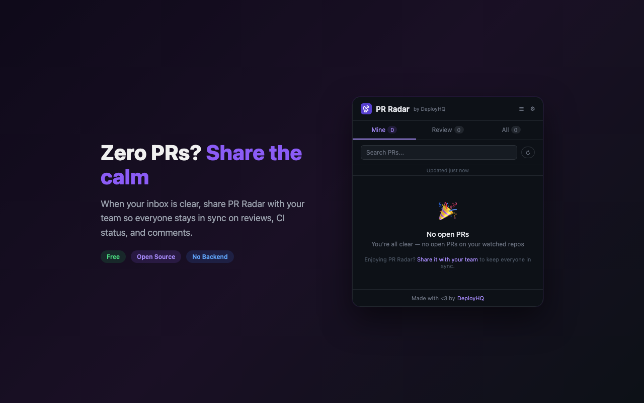 PR Radar – GitHub, GitLab & Bitbucket PRs - 截图 3