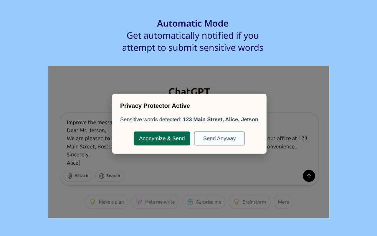 Privacy Protector for ChatGPT - 截图 2